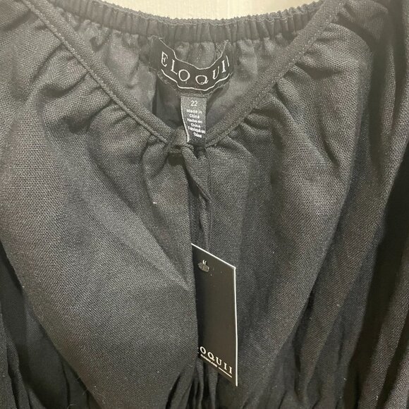 Eloquii 22 Puff Sleeve Linen Mini Dress NWT 3X - Picture 4 of 9